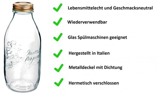 Glas Flaschen Quattro Stagioni 1L - 2 Stück